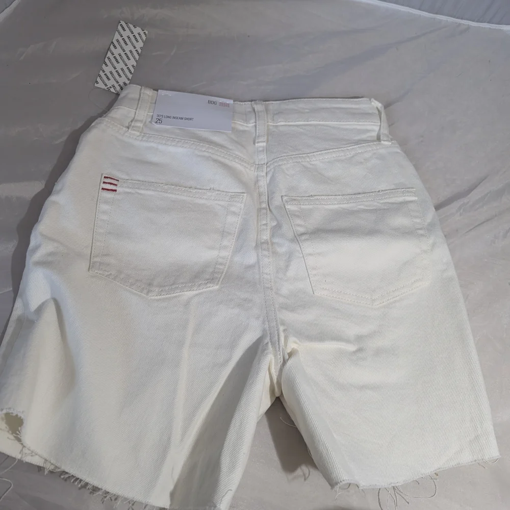 Urban Outfitters White High-Waisted Jean Shorts Frayed Hem